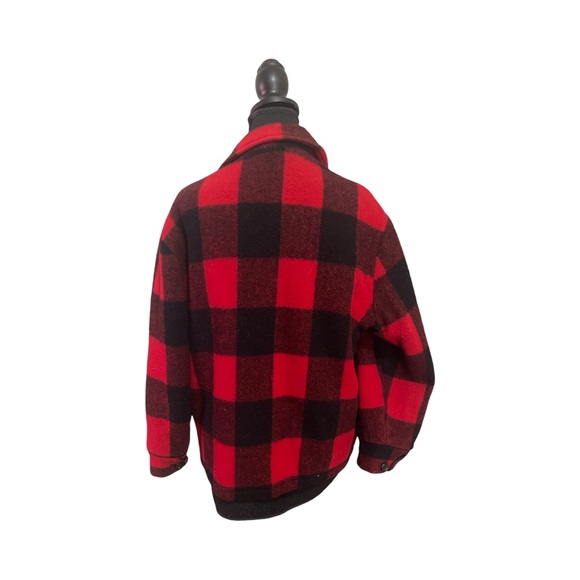 Vintage Woolrich Buffalo Plaid Wool Coat Jacket Black Red Insulated adult sm/md - Picture 3 of 5